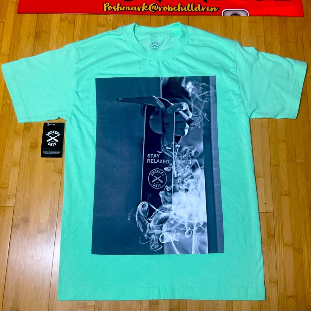 NWT Smokers Only premiere stoner wear mint green 420 Graphic crewneck T-shirt